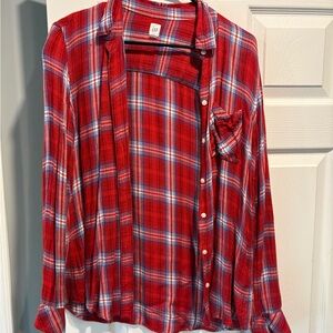 GAP Red Plaid Shirt with Blue and White Accents